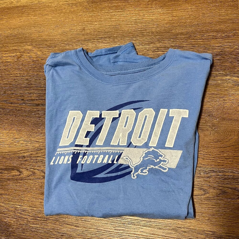 Blue Detroit Lions Men's NFL Team Apparel T-Shirt - Large Vintage - Like New